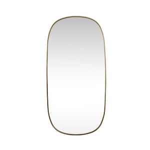 Timeless Home 30 in. W x 60 in. H x Modern Metal Framed Oval Brass Mirror