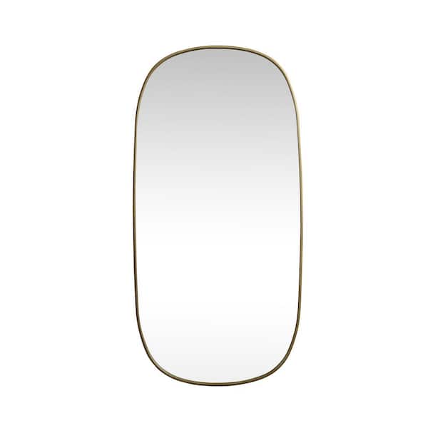 Unbranded Timeless Home 30 in. W x 60 in. H x Modern Metal Framed Oval Brass Mirror