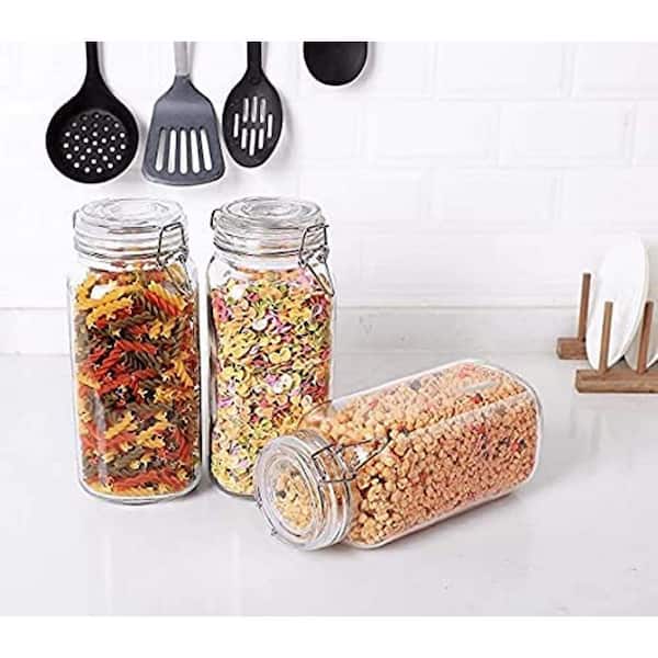 78oz Glass Food Storage Jars with Airtight Clamp Lids, 3 Pack Large Kitchen  Cani