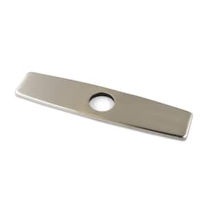 10 in. x 2.4 in. x 0.25 in. Brass Kitchen Sink Faucet Hole Cover Deck Plate Escutcheon in Brushed Nickel