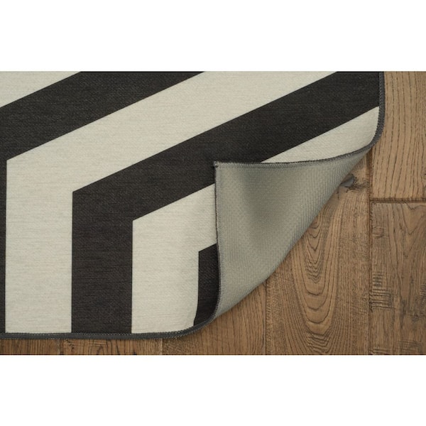 Myli Ivory and Black 7 ft. x 9 ft. Washable Polyester Indoor/Outdoor Area Rug