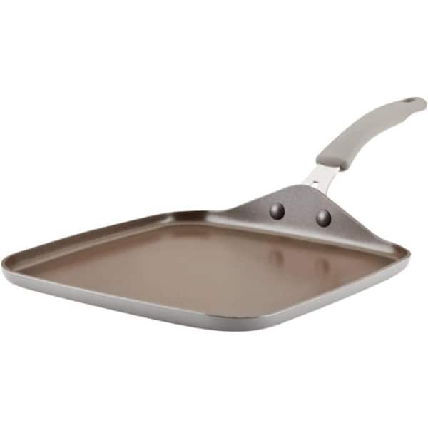 11 in. Enameled Aluminum Triple Layer Non-Stick Gas Electric Stovetop Compatible Easy to Clean Square Grill Pan in Gray