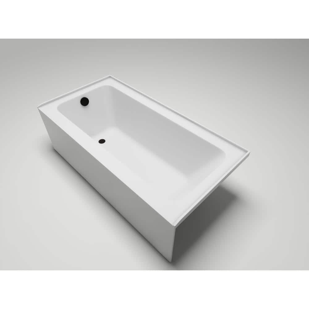 White Matte Black 60" Acrylic Alcove Skirt Bathtub