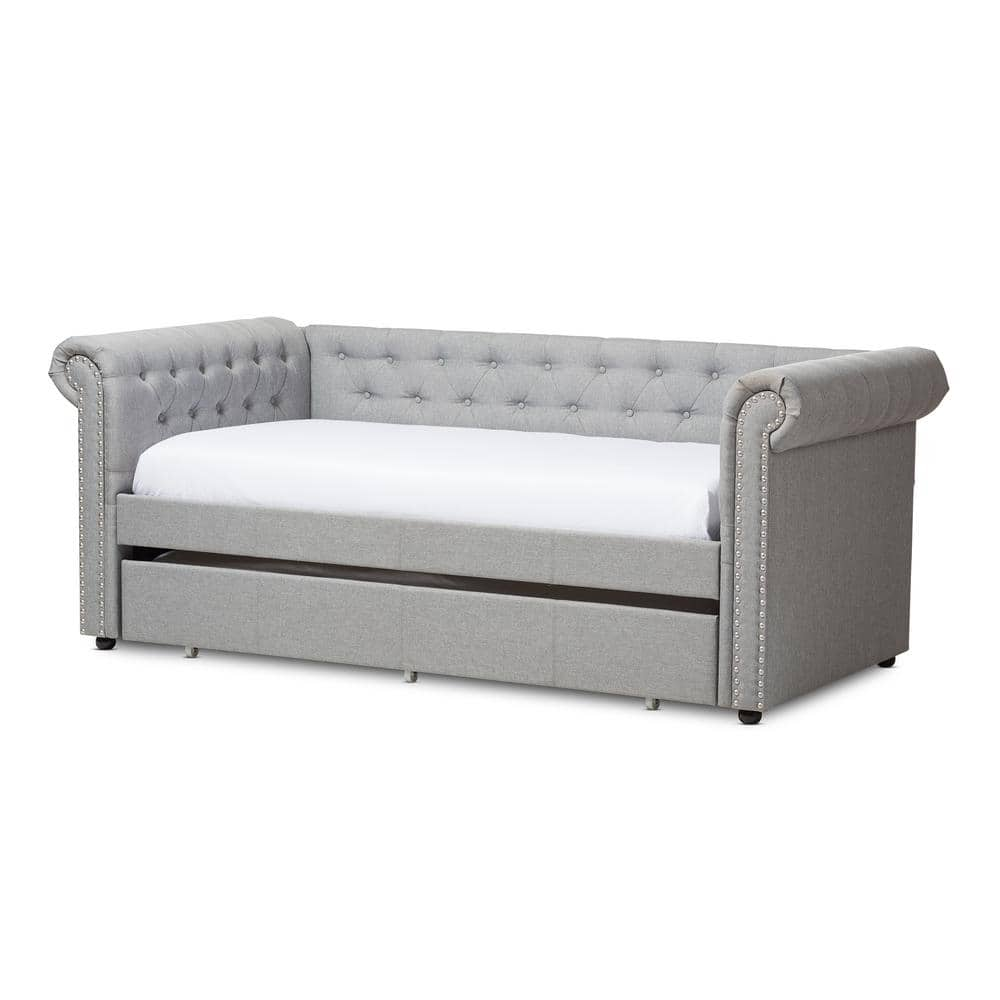 Baxton Studio Mabelle Transitional Gray Fabric Upholstered Twin Size Daybed 28862 7324 HD The Home Depot