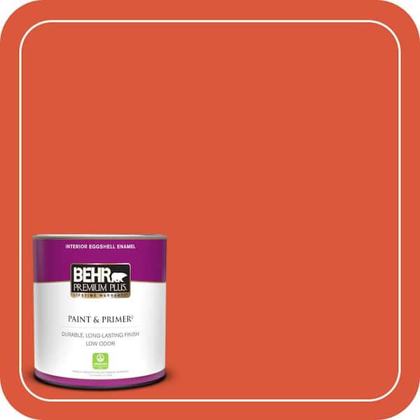 BEHR PREMIUM PLUS 1 qt. #HDC-MD-10G Mod Orange Eggshell Enamel Low Odor Interior Paint & Primer