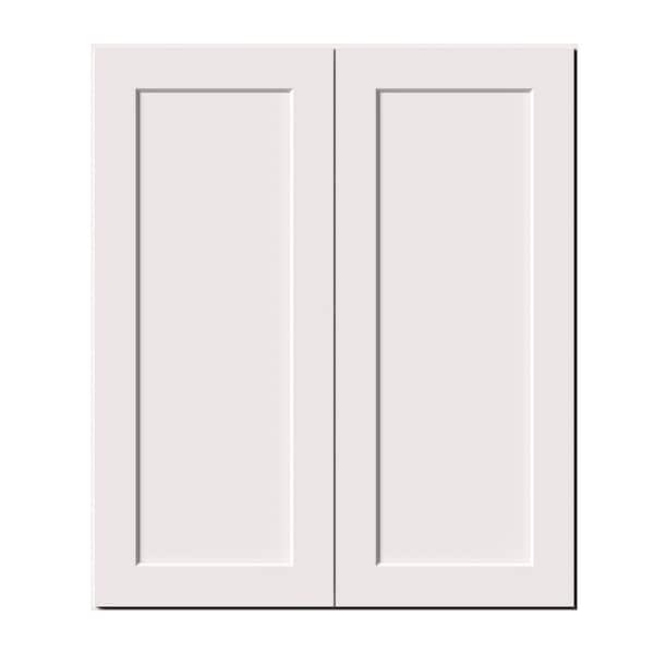 36 in. W x 12 in. D x 42 in. H RTA Solid Wood Shaker Wall Kitchen Cabinet in White With Double Doors and 3 Shelves