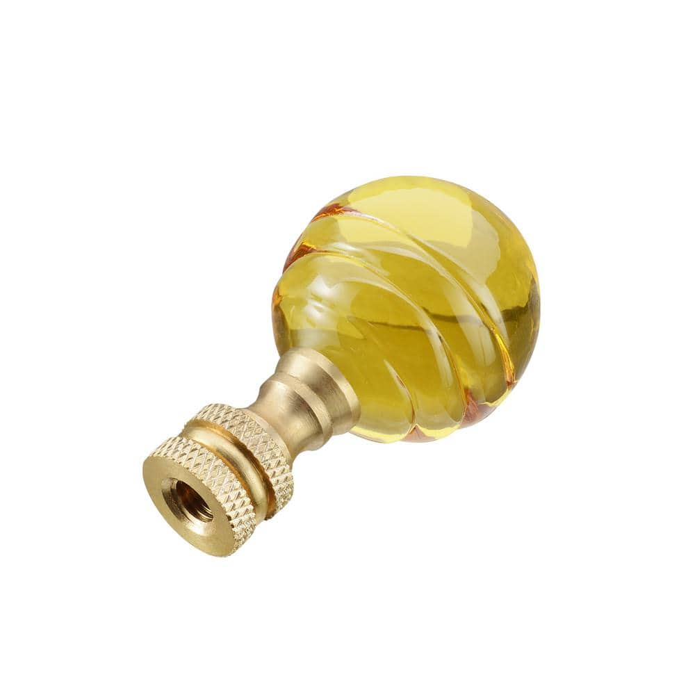 Yellow Glass Ball Lamp Finial with Brass Finish