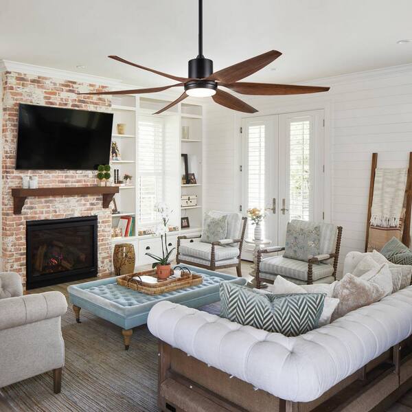 Jushua 66 in. Vintage Indoor Ceiling Fan Lighting with Brown