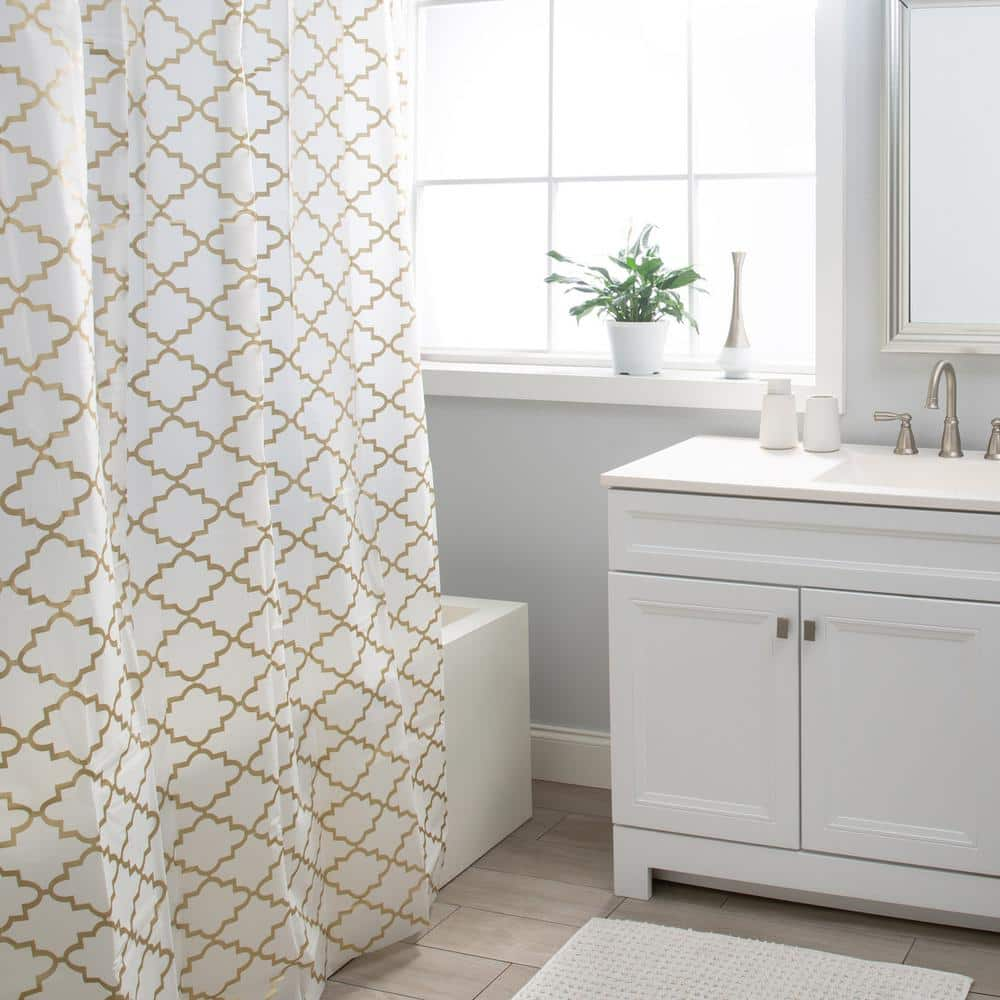 Ambesonne Quatrefoil Shower Curtain, Age-Old Trellis Pattern in