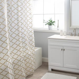 71 x 71 in. Windsor PEVA Shower Curtain Frost/Gold
