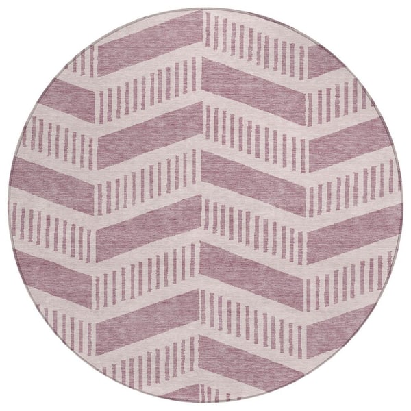 Chantille Machine Washable Indoor/Outdoor Abstract ACN2910 Blush 8 ft. x 8 ft. Round Rug