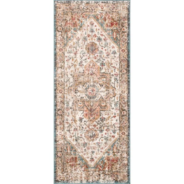Justine Vintage Medallion 2 ft. 6 in. x 10 ft. Beige Runner Rug