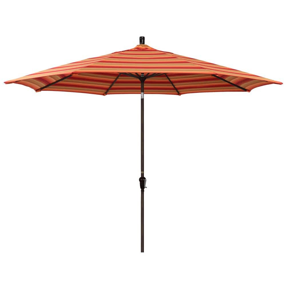 11 ft. Bronze Aluminum Market Patio Umbrella with Aluminum Ribs Auto Tilt Crank Lift in Astoria Sunset Sunbrella price history on PriceWatchPro