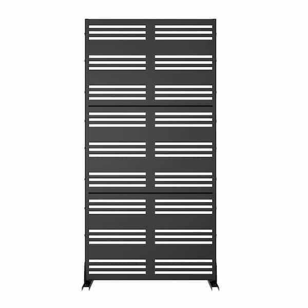 cadeninc Freestanding Black Metal Privacy Screen 3.98 ft x 5.89 ft