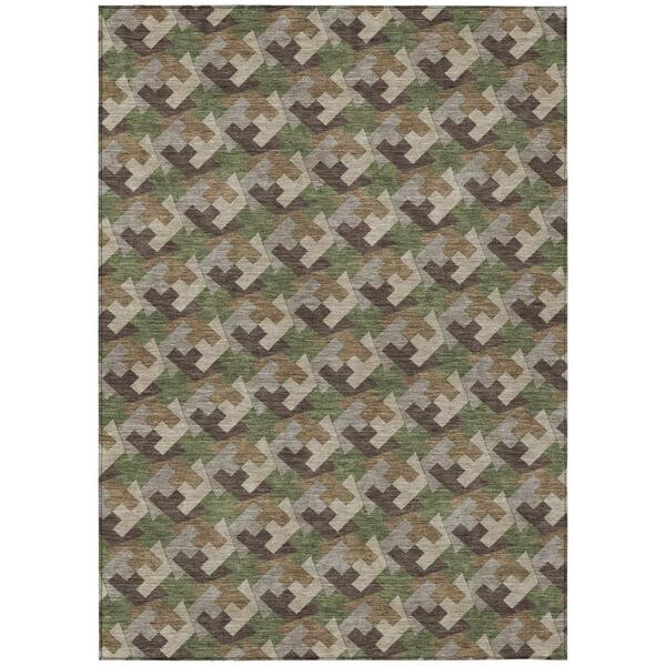Chantille Machine Washable Indoor/Outdoor Abstract ACN2851 Olive 10 ft. x 14 ft. Area Rug