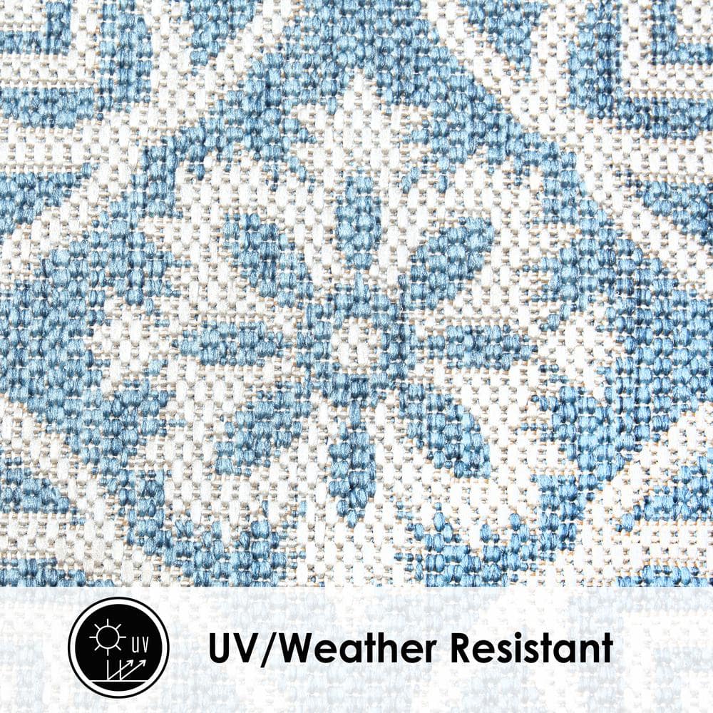 Danica Boho Medallion Blue/Gray Indoor/Outdoor Runner Rug, 1'9"x7'2"
