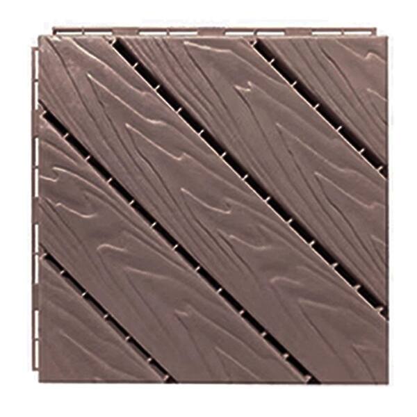Afoxsos 1 ft. x 1 ft. Plastic Composite Deck Tile Set, All-Weather Easy to DIY and Maintain, Light Coffee (35-Pack)