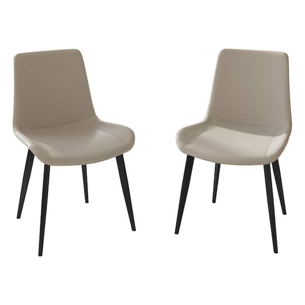 CSC DECOR INC Cream Faux Leather Dining Chairs Set of 2 Modern Chair with Sturdy Metal Legs Upholstered Cushion Seat Side Chair