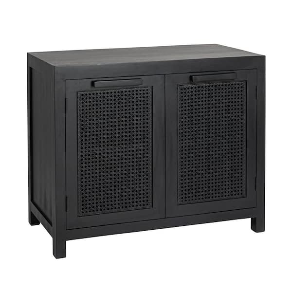 Rowan Black 2-Shelves Storage Accent Cabinet with 2-Doors