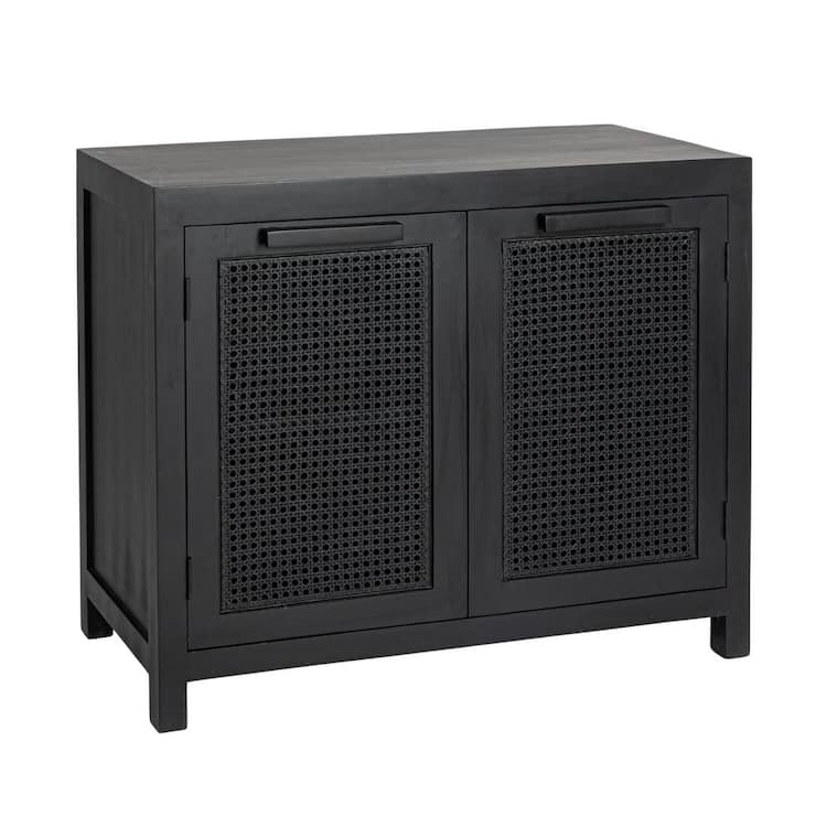 Storied Home Rowan Black 2-Shelves Storage Accent Cabinet with 2-Doors