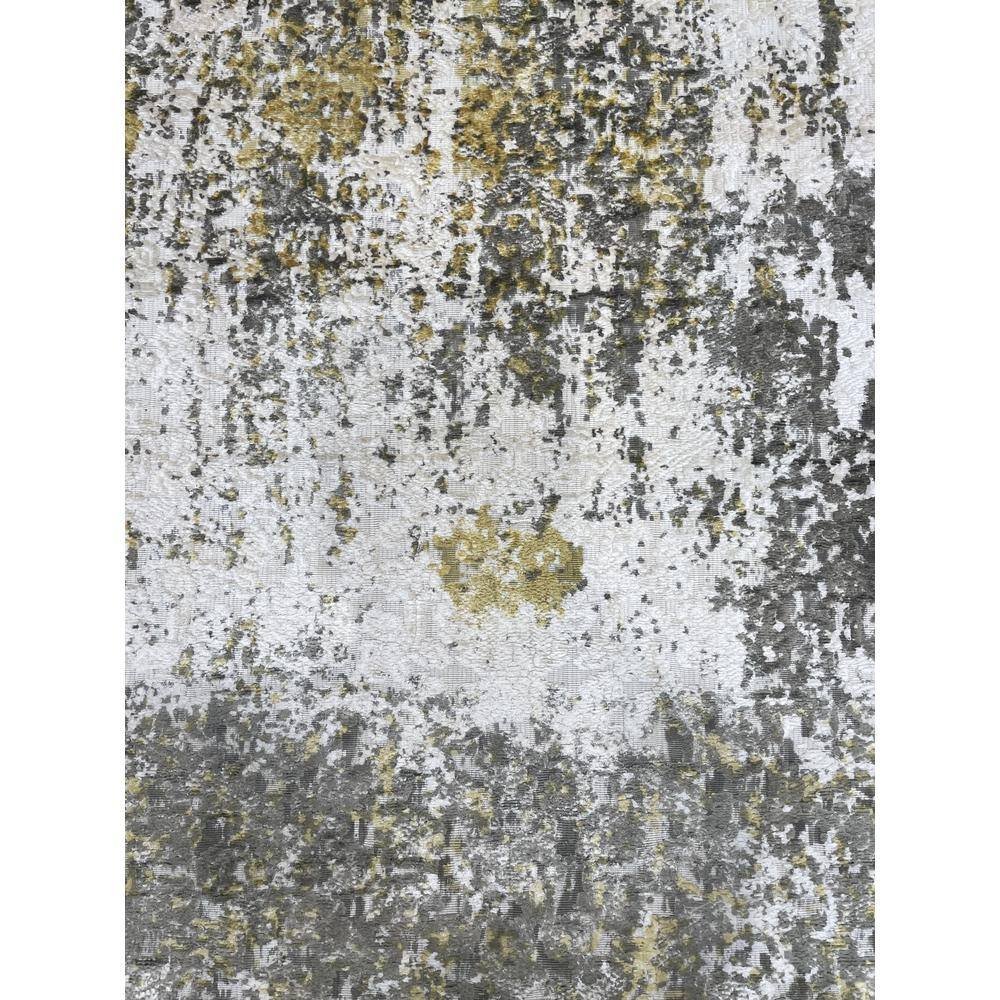 Ivory and Gold Hand-Knotted Wool Transitional Area Rug, 7' x 9'