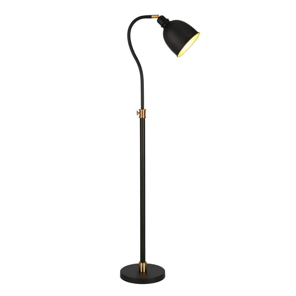 Adjustable Blackened Bronze Arc Floor Lamp with Dome Shade