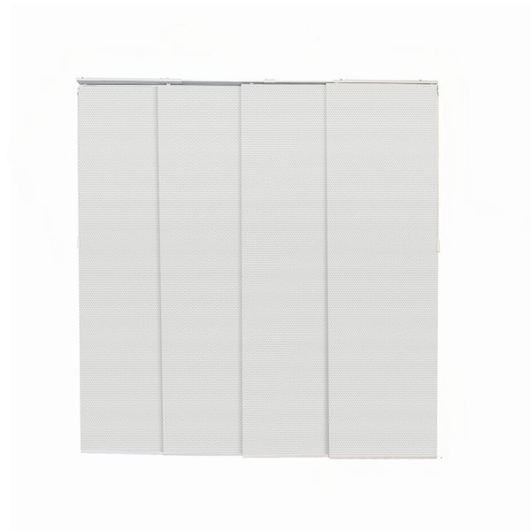 Solar Snow-Bound Cordless Blackout Adjustable Sliding Panel Track Blind with 23 in. Slats Up to 86 in. W x 96 in. L