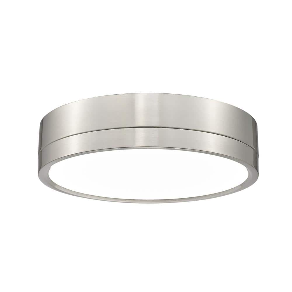 Algar 12 in. Brushed Nickel Integrated LED Flush Mount with Frosted Acrylic