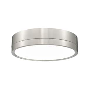 Algar 12 in. Brushed Nickel Integrated LED Flush Mount with Frosted Acrylic Shade (1-Pack)