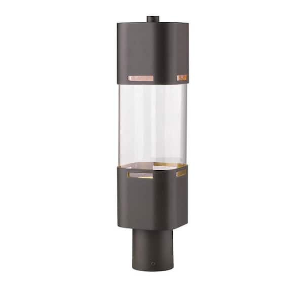 Unbranded Lestat 14-Watt 1-Light Deep Bronze Aluminum Hardwired Outdoor Weather Resistant Post Light with Integrated LED