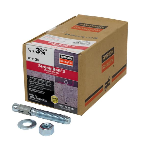 Simpson Strong-Tie Strong-Bolt 1/2 in. x 3-3/4 in. Zinc-Plated Wedge Anchor (25-Pack)