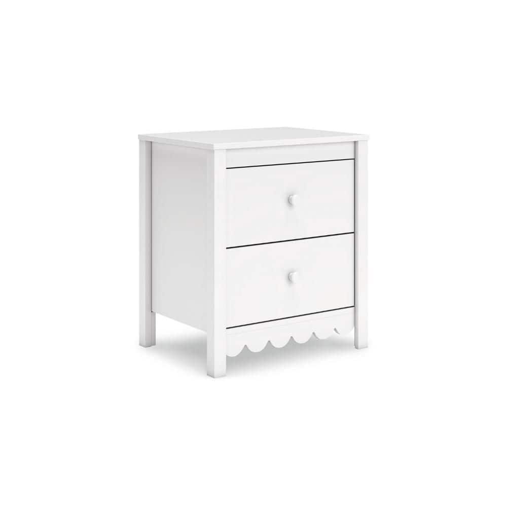 Kally Matte White 2-Drawer 21.34 in. W Nightstand