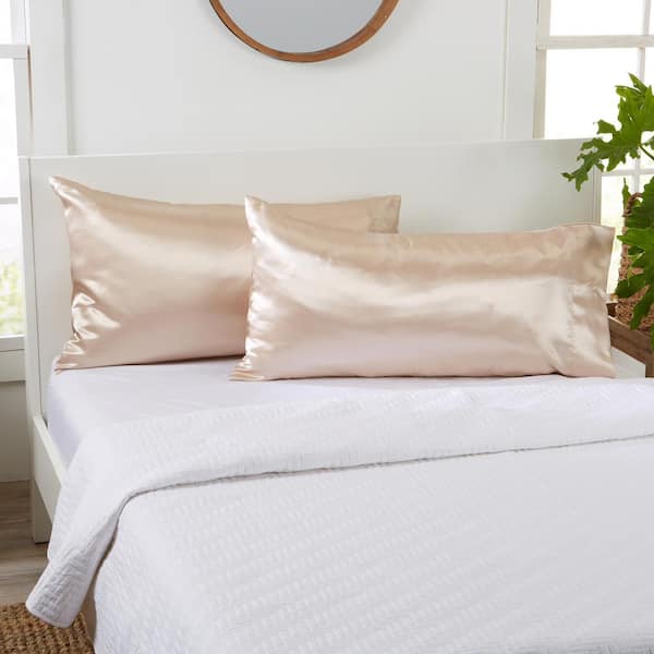 FRESHFOLDS Caramel King 2 Pack Soft Satin Silk Pillowcase