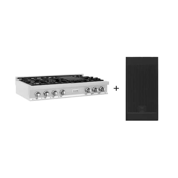 48 in. 7 Burner Front Control Gas Cooktop in Stainless Steel with Griddle