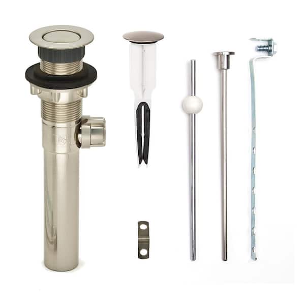 PF WaterWorks EasyPOPUP Pop-Up Drain, Easy Install/Remove Stopper, Matching ABS Body w/o Overflow, 1.6-2" Sink Hole, Brushed Nickel