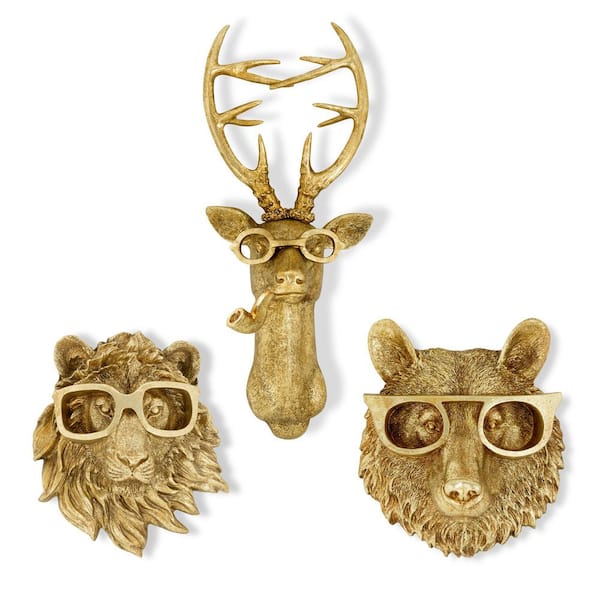 Gold 3pcs Wall Sculptures Wall Decor- Wall Mount Decor, Resin