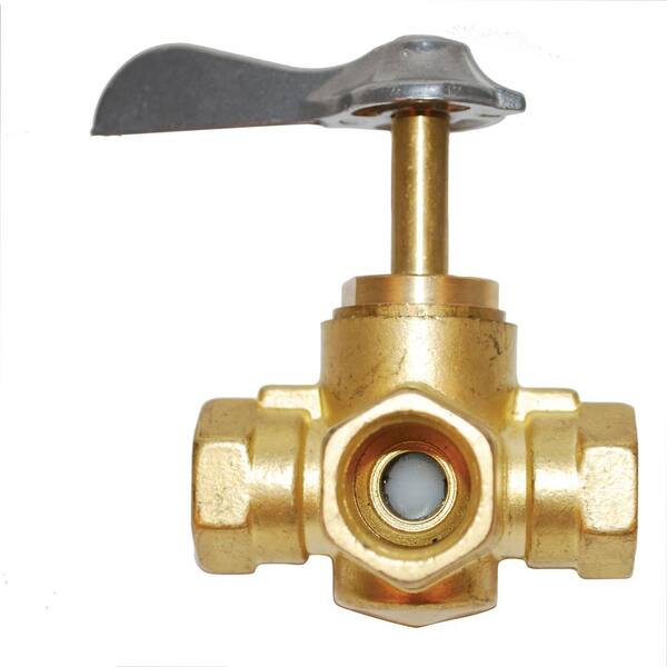 Attwood 3-Way Fuel Tank Valve 3/8 in. Female NPTF with Click Detents, Brass