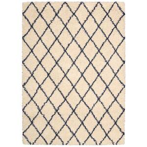 Brisbane Ivory/Blue 8 ft. x 10 ft. Shag Modern Area Rug