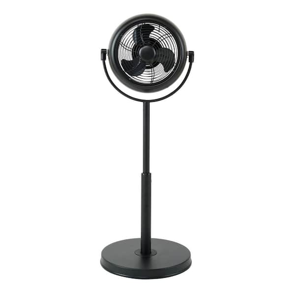 11 in. 3-Speed Metal Adjustable Height Floor Fan in Black with 360° Rotatable