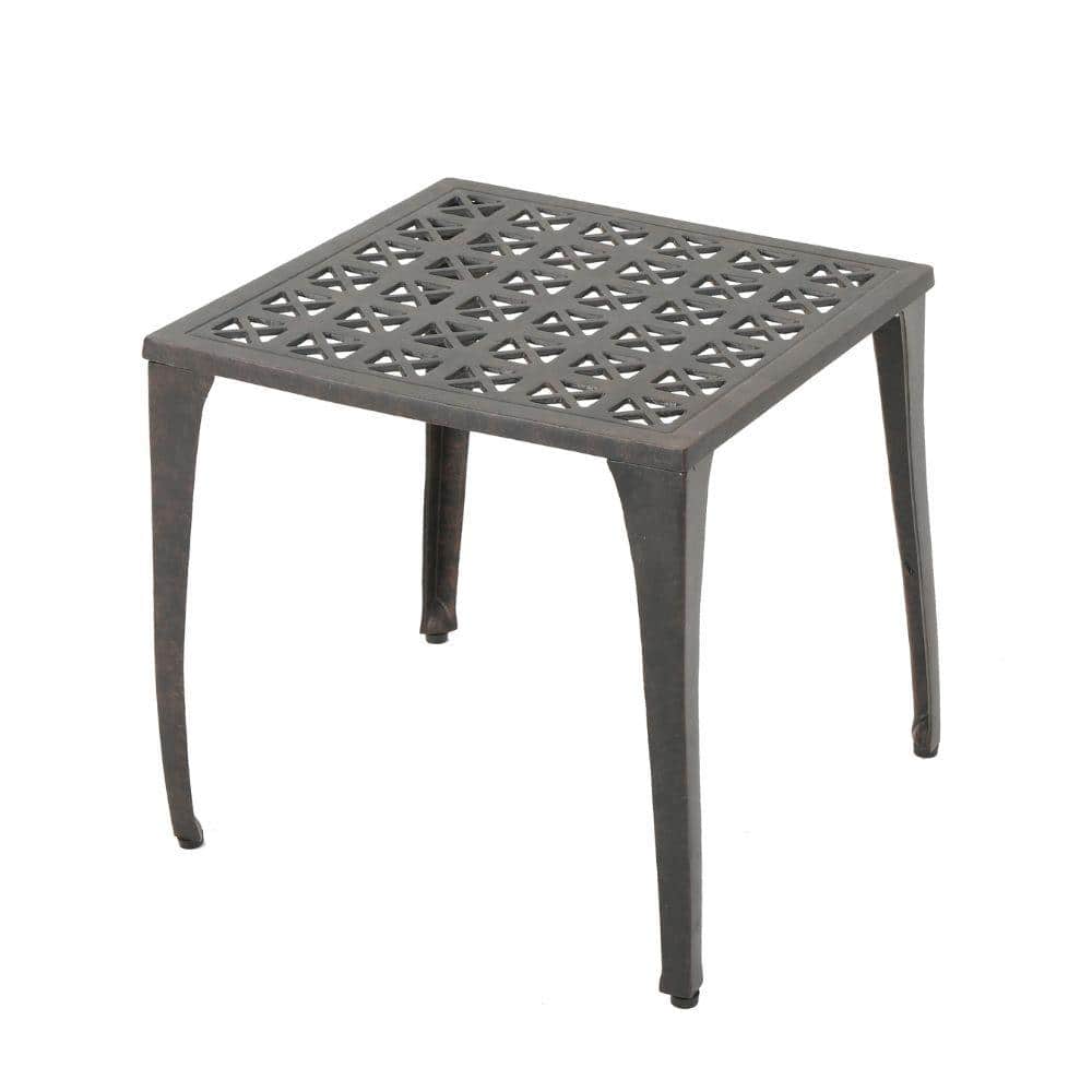 Bronze Aluminium Outdoor Accent Table Classic Lounger or Patio Water Resistant Intricate Grillwork Top with Curved Legs price history on PriceWatchPro