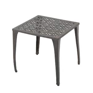 Bronze Aluminium Outdoor Accent Table Classic Lounger or Patio Water Resistant Intricate Grillwork Top with Curved Legs