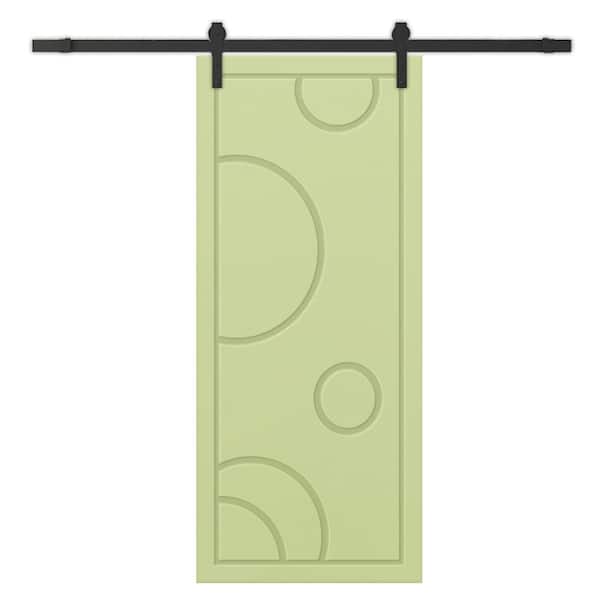 CALHOME 24 in. x 80 in. Sage Green Painted Composite MDF Paneled Interior Sliding Barn Door with Hardware Kit