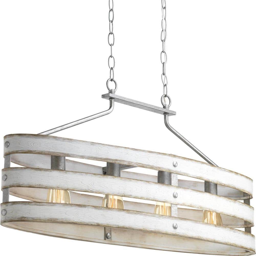 Gulliver Dual-Toned Galvanized and Antique White Linear Chandelier