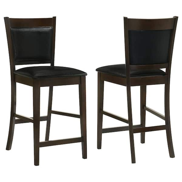 Coaster Jaden Black and Espresso Vinyl Counter Stools (Set of 2)