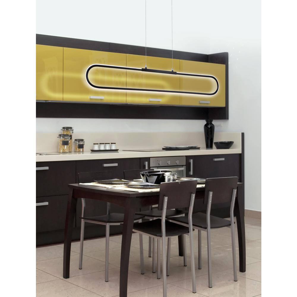 Ned Minimalistic 39" Black Metal Adjustable LED Linear Pendant