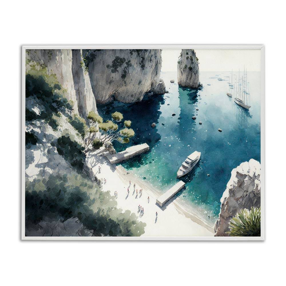 Boats on Rocky Shore by Svetlana Aleynikova White Framed Nature Giclee Art Print 24 in. x 30 in. price history on PriceWatchPro