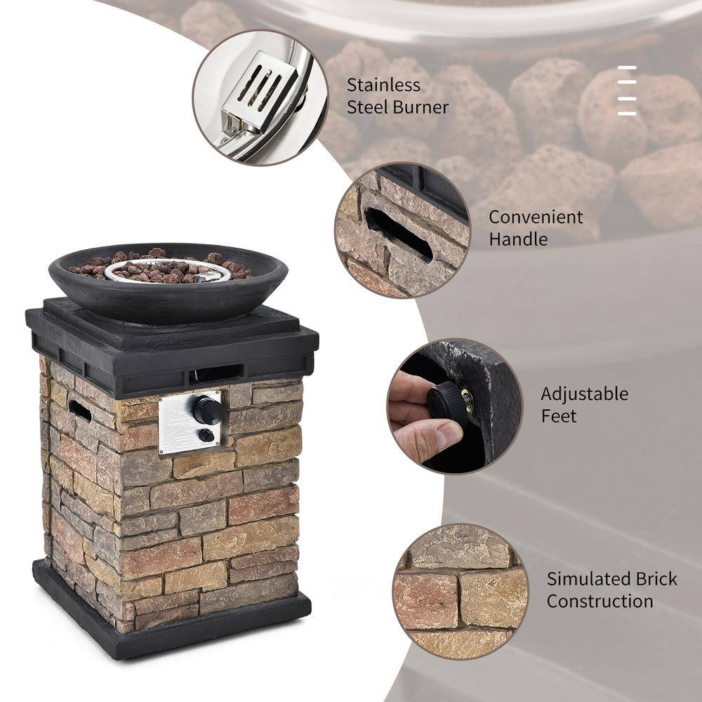 Natural Stone and Stainless Steel Propane Fire Pit Table