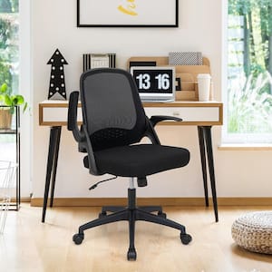 Black Mesh Office Chair Adjustable Rolling Computer Desk Chair w/Flip-up Armrest