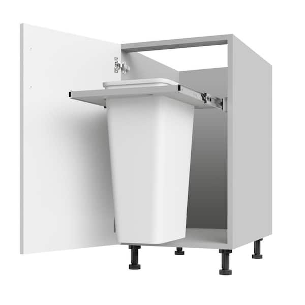 Miami Weatherboard 18 in. X 27 in. X 34.5 in Outdoor Base Cabinet Trash Can Full Height in Shell White Matte