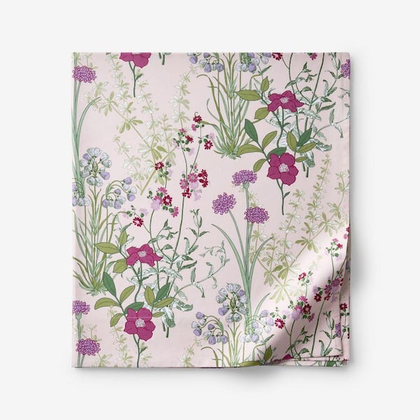Company Cotton Bloom Meadow Sateen Blush Twin XL Flat Sheet
